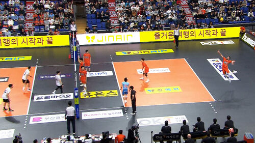 남자배구 OK저축은행, '부산' 홈경기 첫승