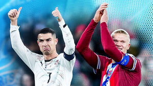 '첫 퇴장' 호날두 울고…'멀티 골' 홀란 웃고