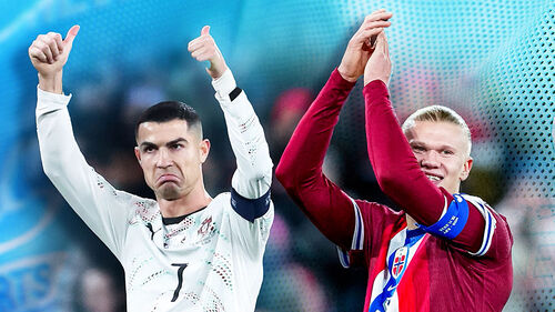 '첫 퇴장' 호날두 울고…'멀티 골' 홀란 웃고