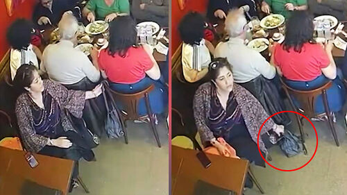 뒤로 팔 뻗더니 '슬쩍'…밥 먹다 뒤늦게 "내 가방!"