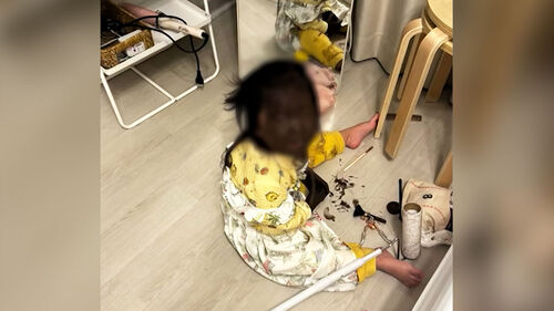 얼굴에 화장품 범벅한 채 엉엉…논란에 업체 결국