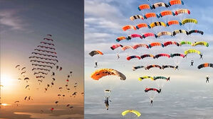 강심장들의 환상적인 고공 도전&hellip;상공서 인간 탑 쌓았다