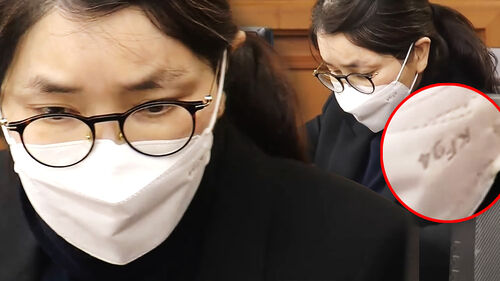 마스크 거꾸로 쓰고 출석한 김건희…구형 앞두고 휘청