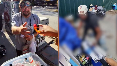 노숙인들에 술과 칼을 선물로…비난 폭주