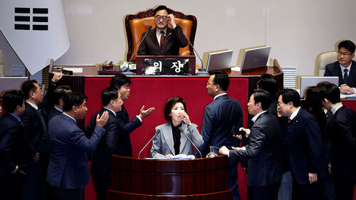 개인 마이크까지 등장…고성 얼룩진 국회