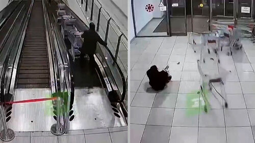 여성 등 뒤로 쇼핑 카트 '와르르'…결국