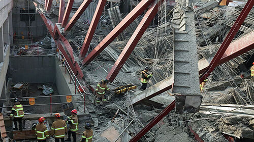 광주 도서관 공사장 붕괴…1명 사망·3명 구조 중