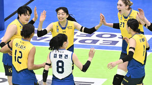 '카리 31점' 현대건설, 선두 도로공사 꺾고 2위 굳히기