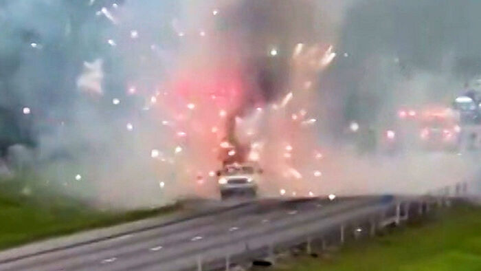 Fireworks Explode in All Directions from Truck in Terrifying Incident