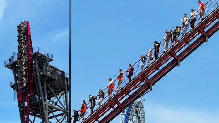 Amusement Ride Stops Just Before Vertical Drop, Leaving Riders Dangling 48 Meters Up