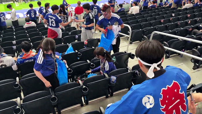 Blue Bags in the Stands After Japanese Fans Leave: A Scene That Surprised the World