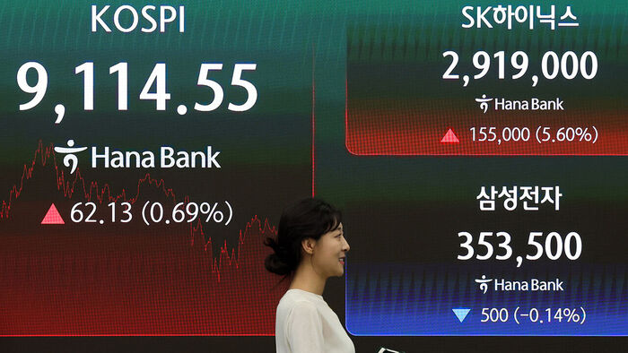 Kospi Hits Another Record High to Close at 9,114 Amid Iran Negotiations