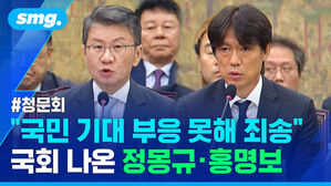 청문회에 참석한 정몽규 대한축구협회 회장과 홍명보 축구대표팀 감독