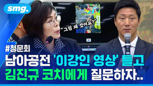 청문회에서 남아공전 이강인 영상을 틀고 김진규 코치에게 질문하는 모습