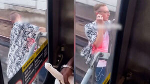Hanging From a Moving Subway Car: Absurd Passenger