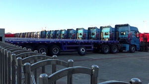 Cargo Trucks Line Up at North Korea-China Border as New Yalu River Bridge Nears Opening