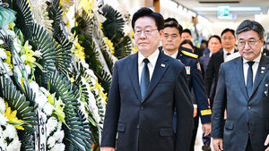 이재명 대통령, 순직 소방관 빈소 조문 (사진=청와대통신사진기자단 제공, 연합뉴스)