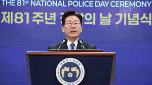 이재명 대통령이 21일 서울 서대문구 경찰청에서 열린 81주년 경찰의 날 기념식에서 기념사를 하고 있다. (사진=연합뉴스)