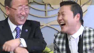 반기문 총장-싸이 함께 '말춤'&hellip;UN 웃음바다