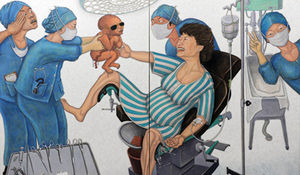 여성단체 "'박근혜 출산 그림' 화백 사죄하라"