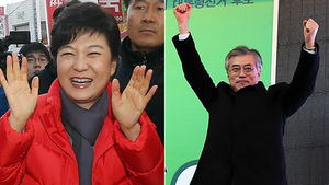 전북서 박근혜&middot;문재인 지지 호소 '불꽃 대결'