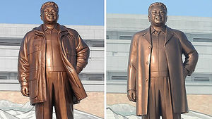 평양 만수대 김정일 동상, 코트 벗고 점퍼 차림 '변신'