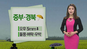 [날씨] 중부&middot;경북에 비 조금&hellip;돌풍&middot;벼락&middot;우박 예상