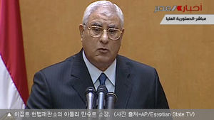 이집트 만수르 헌재 소장, 임시 대통령에 취임