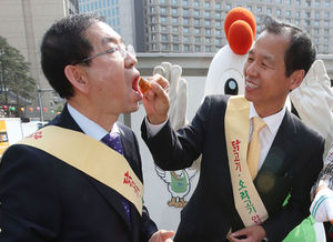 [핫포토] 닭갈비 시식하는 박원순 시장
