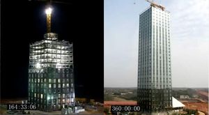 중국, 19일 만에 57층 건물 조립해 완공