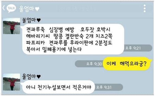 인터넷에서 회자됐던 '엄마가 보낸 카톡'