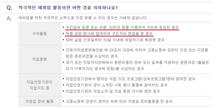 실업급여 제도 설명 (고용노동부 홈페이지 발췌)