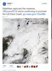 섬네일이미지  3: 미국 항공우주국(NASA)이 23일(현지시간) 우주에서 본 미국 동부의 눈폭풍 사진을 트위터에 올렸다.

   차가운 공기와 눈을 동반한 대기층이 북부 뉴잉글랜드 지방부터 남부 플로리다까지 전 동부해안을 뒤덮고 있다.