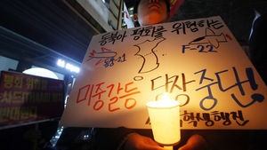 [슬라이드 포토] 시민사회단체 회원들, 사드 배치 반대 집회