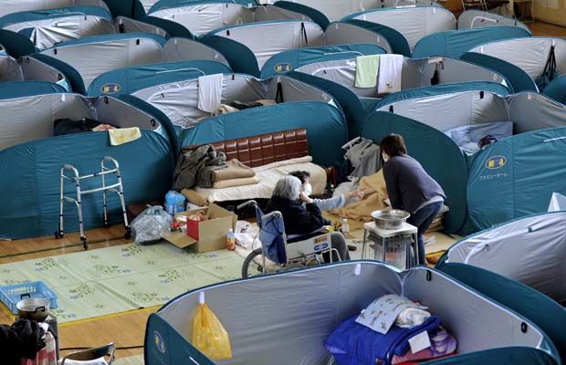 2011년 동일본대지진 당시 피난소