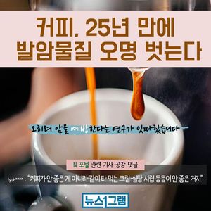 [뉴스1그램] 커피, 25년 만에 발암물질 오명 벗는다
