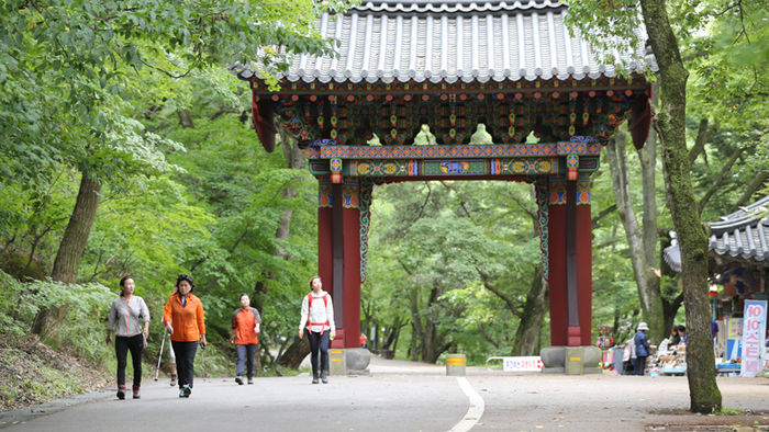 메인이미지  2 : 3일 오후 충북 보은군 속리산국립공원 법주사 등산로에서 등산객들이 가을 산행을 즐기고 있다