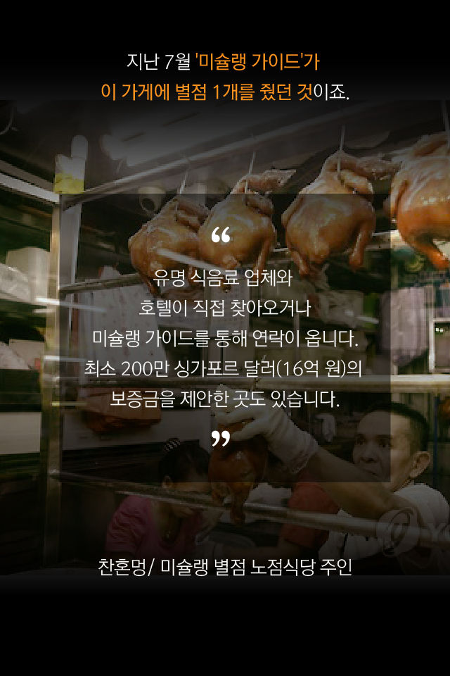 미슐랭 가이드의 별점을 받았기 때문