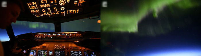 비행기에서 본 오로라