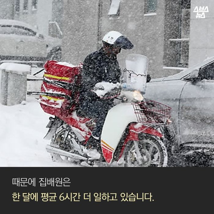 메인이미지  7 : 때문에 집배원은 한 달에 평균 6시간 더 일하고 있습니다.