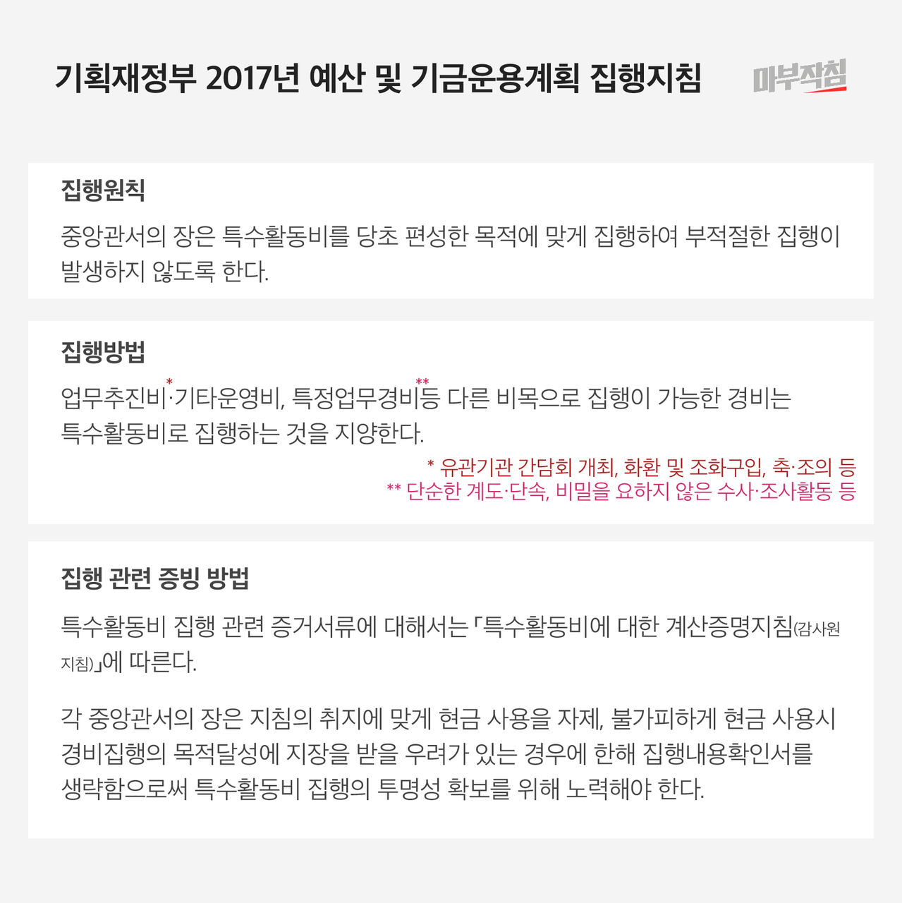 [마부작침] 기획재정부 2017년 예산 및 기금운용계획 집행지침