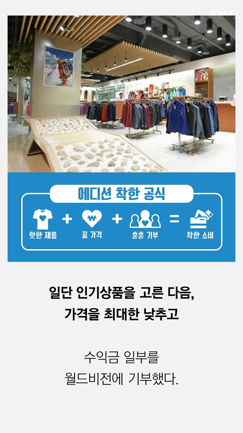 일단 인기상품을 고른 다음,
가격을 최대한 낮추고

수익금 일부를
월드비전에 기부했다.
