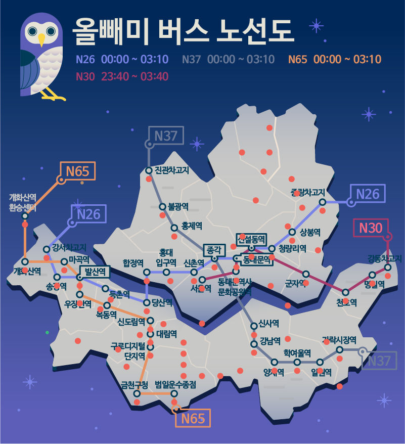 *그래픽
올빼미 버스 노선 안내
