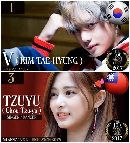 [SBS Star] BTS V Tops 'The Most Handsome Face' List & TWICE's Tzuyu as No.3
