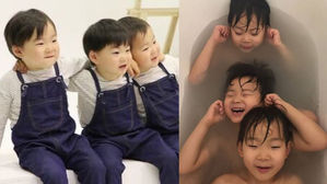 [SBS Star] Song Il Kook Shares Photos of the Song Triplets' Bath Time!