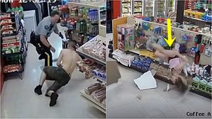 [영상pick] "부수고 넘어지고 떨어지고"…경찰 피해 도망치는 커플 도둑 '좌충우돌'