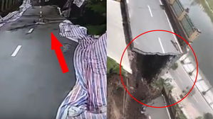 [영상pick] 멀쩡하던 도로 갑자기 '와르르'&hellip;영상에 담긴 아찔한 순간