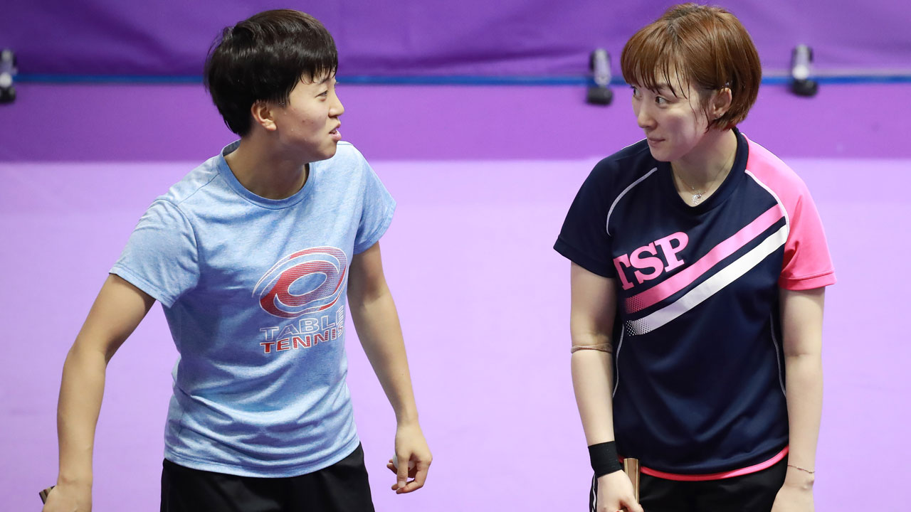 PingPong Korea Open, SouthNorth single team, laughing and training