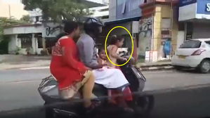 [영상pick] 일가족 태우고 오토바이 운전하는 5살 여자아이 '논란'