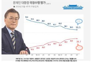 문 대통령 지지율 55%선 유지&hellip;민주당 반등세 41.3%